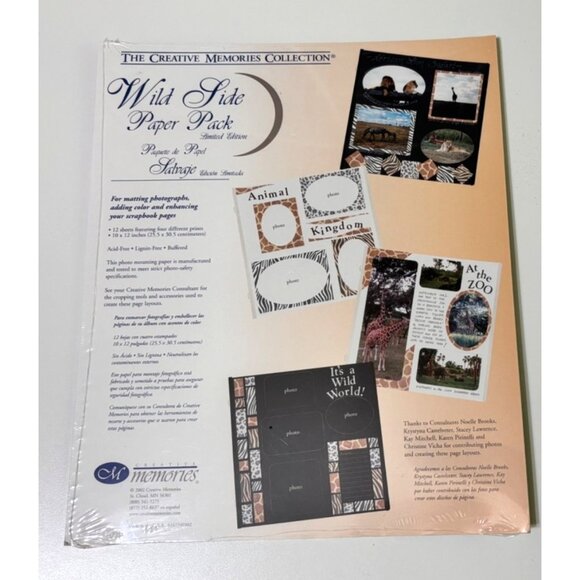 Creative Memories 10x12 Wild Side Paper Pack 12 Sheets Scrapbooking Zoo Safari - Picture 1 of 5